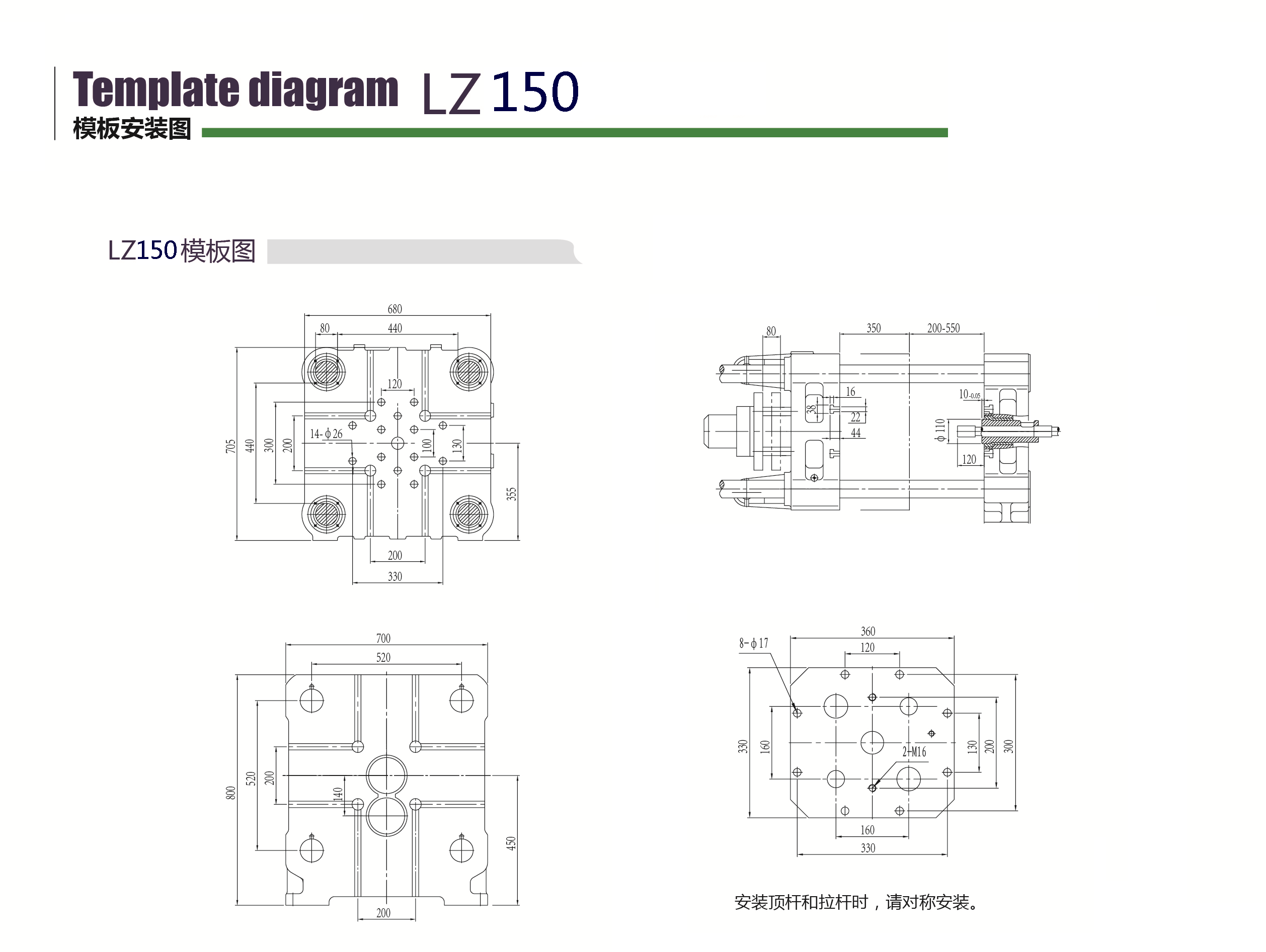 LZ150 die casting machine molding plate diagram